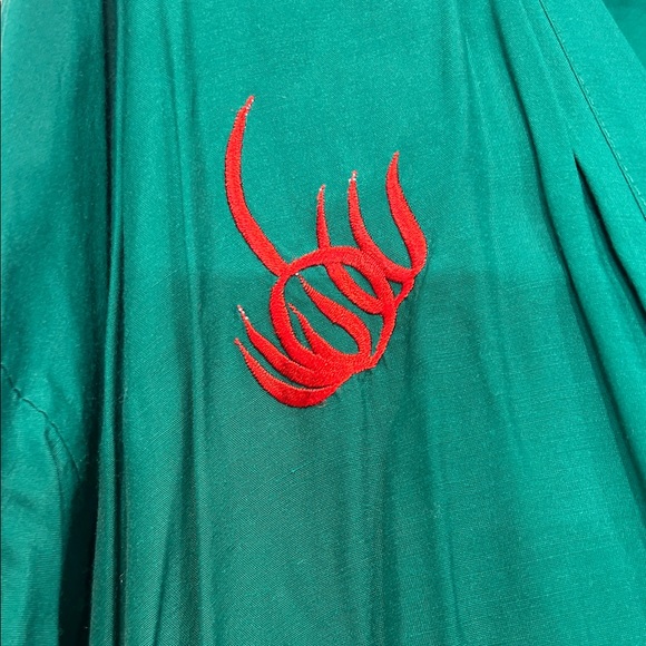 Vintage Green Embroidered short dragon Robe women’s one size with belt - Picture 3 of 7